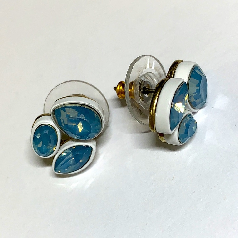 J Crew  Brûlée Blue & White Post Earrings